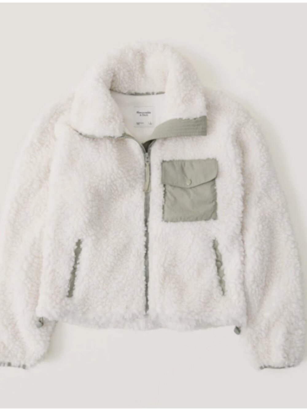 Abercrombie & Fitch White Sherpa Fleece Utility Jacket XS - Picture 7 of 12